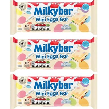 3 x Milky bar Mini Eggs Easter White Chocolate Sharing Bar 100g - For Easter Best gift for Friends & Family
