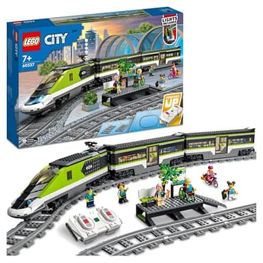 LEGO City Express Passenger Train Set - incl. a Remote Controlled Train Toy with Working Headlights, 2 Coaches, 24 Track Pieces & 6 Minifigures - Gift for 7+ Year Old Boys & Girls - 60337