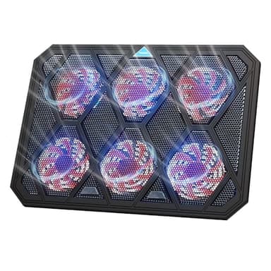 VOXON Laptop Cooling Pad, 12"–19" Laptop Cooler with 6 Quiet Red LED Fans at 1400RPM, 2-Level Adjustable Stand, USB Powered, Extra USB Port, Ultra Slim Laptop Cooling Stand for Gaming and Work