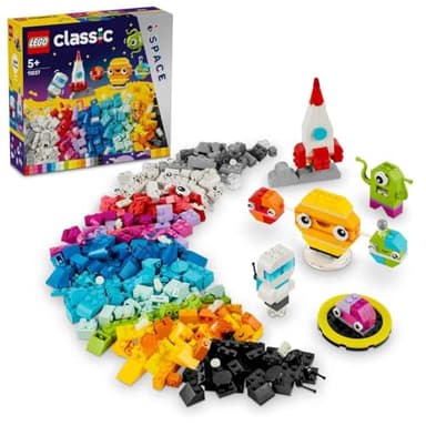 LEGO Classic Creative Space Planets Brick Box, Solar System Building Toys Featuring a Rocket Toy for Kids, Boys & Girls aged 5+ with Earth, Sun, Saturn Models plus Astronaut and Alien Figures 11037