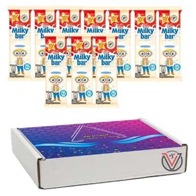 VIMIX Milky bars White Chocolates Bars 12g 25p (10 Bars with VIMIX Gift Box)