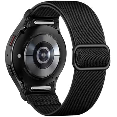 Mastten Elastic Nylon Strap Compatible with Samsung Galaxy Watch 7/6/5/4 Strap 40mm 44mm/Galaxy Watch 6 4 Classic/5 Pro/FE, No Gap One Click Quick Release Sport Band for Women Men, Black