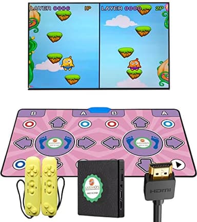 KAXIMON Dance Mat with Non-slip Flannel, Double Dance Mat for Adults and Kids - Wireless Controller, Plug and Play - English Manual
