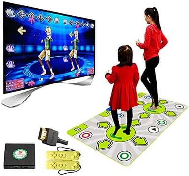 KAXIMON Double Dance Mat for Girls, Wireless Dance Pad with English Manual and HDMI Output, Built-in 128 Dance Mat Music Games for Adults and Toddlers, 1000+ Songs and MTV with 720P HD Resolution