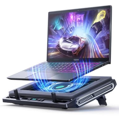 llano V10 SE Gaming Laptop Cooler Cooling Pad Stand with 10.5 CM External Cooling Fan Fast Cooling Computer Laptop 13-17.3in Adjustable Speed Control A Mouse Pad Included Non-RGB & Ports