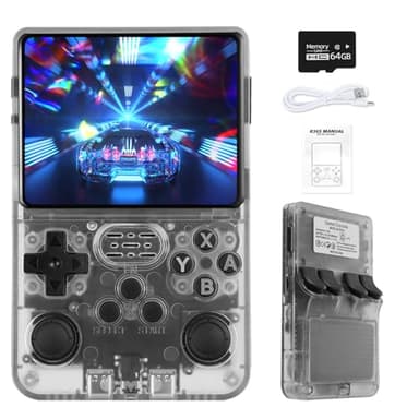 R36S Handheld Retro Game Console with Open Source Linux System, 3.5 Inch IPS Screen, 64G TF Card Retro Classic Games, Retro Games Console Handheld Emulator Console-Black