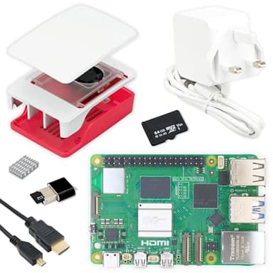 Barium Electronics Starter Kit for Raspberry Pi 5 16GB RAM | 27W Power Supply | 64GB MicroSD Card | Case with Integrated Fan and Heat Sink | 4K 60Hz Micro-HDMI Cable
