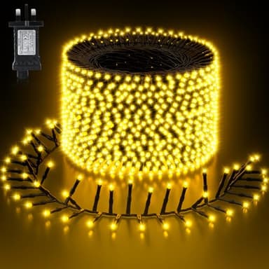 Buudala Christmas Tree Lights Cluster Lights 2000 LED 24M, Warm White, Plug in, 8 Lighting Modes with 6 Hours On Timer, Waterproof for Indoor & Outdoor Use
