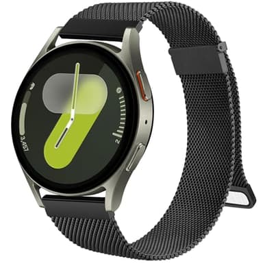 Samsung Galaxy Watch 7 / 6 Strap, 40mm / 44mm, 43mm / 47mm Classic, Stainless Steel Replacement Band with Enhanced Magnet (Black)
