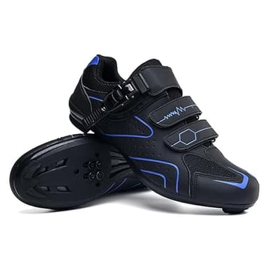 Hixingo Cycling Shoes Mens Womens, MTB Bicycle Shoes Sneaker Road Bike Breathable Non-Slip Mountain Shoes with SPD/SPD-SL Compatible Cleat Shoe Blue