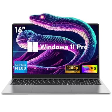 NIAKUN 16 Inch Gamer Laptop Pc Computer, RAM 16GB+SSD 1TB Processor N100 (up to 3.4Ghz), Full HD 1920x1200P, Gaming Laptop Computer Backlit Keyboard, Fingerprint Unlock, 6000mAh