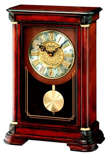 Seiko Wooden Pendulum Mantle Mantel Quartz Battery Clock with Westminster or Whittington Chime, Volume Control QXQ008B