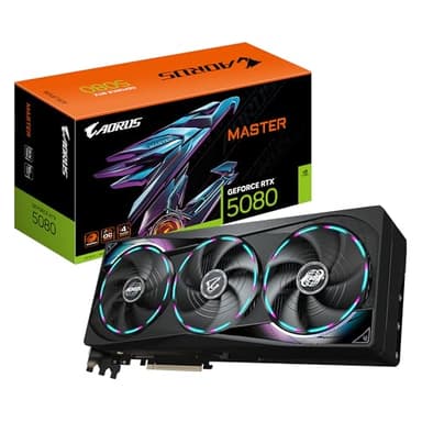 Gigabyte AORUS GeForce RTX 5080 MASTER 16G Graphics Card - 16GB GDDR7, 256bit, PCI-E 5.0, 2805MHz Core Clock, 3 x DisplayPort, 1 x HDMI, GV-N5080AORUS M-16GD