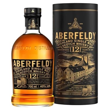Aberfeldy 12 Year Old Single Malt Scotch Whisky, 40% vol., 70 cl / 700 ml, Premium Whisky Aged in Four Cask Types