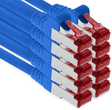 1aTTack.de - 10x 1m CAT6 patch cable S/FTP PIMF shielding CAT.6 RJ45 network cable Ethernet cable DSL LAN router switch modem patch panel - blue - 10 pieces