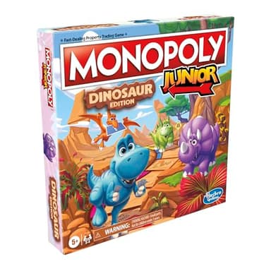 Hasbro Gaming Monopoly Junior Dinosaur Edition, Kids Board Games with Toy Toys, 2-4 Players for Boys and Girls, Ages 5+
