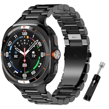 TiMOVO Watch Band Compatible with Samsung Galaxy Watch Ultra 47mm(2025/2024) Strap, Stainless Steel Straps for Galaxy Watch Ultra Metal Replacement Band Men Women, Black