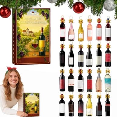Wine Advent Calendar 2025,wine lovers advent calendar,24 Days of Christmas AdventCalendar Boxes - Festive Countdown with 24 Mini Bottles,Countdown Surprise Gifts for Alcohol Lovers-A