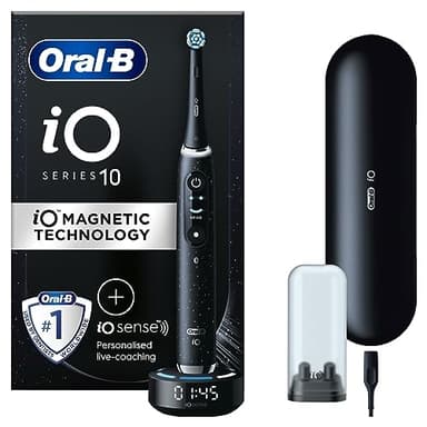 Oral-B iO10 Electric Toothbrushes For Adults, Gifts For Women / Men, 1 Handle, 1 Ultimate Clean Toothbrush Head, Charging Travel Case, 7 Modes, 2 Pin UK Plug, Cosmic Black, Oral B IO Toothbrush