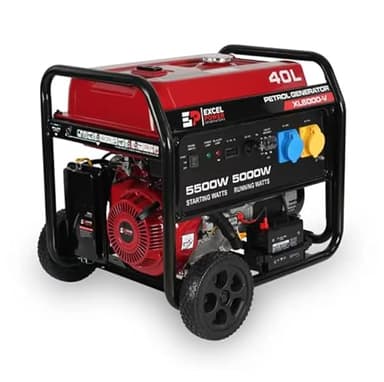 Excel Power Electric Start Open Frame 5kw Petrol Generator Outdoor Power Tools Site Work Camping, Home Back up With 2 Year Warranty
