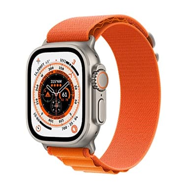 Apple Watch Ultra (GPS + Cellular, 49mm) Smart watch - Titanium Case with Orange Alpine Loop - Small. Fitness Tracker, Precision GPS, Action Button, Extra-Long Battery Life, Brighter Retina Display