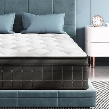 ELEMUSE Firm Mattress King 10.6 inch, 5FT Memory Foam Pocket Sprung, Firm Hybrid Mattress King Bed, Zoned Coil Orthopedic with OEKO-TEX Certified(150x200x27cm)