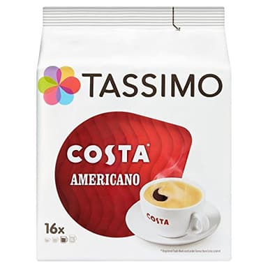 Tassimo Costa Americano Coffee Pods Pack of 5 x 16 Pack - Total of 80 Coffee Capsules