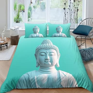 Duvet Cover Set for Single Double Super King Size Bed, 3D Buddha statue Printed Bedding Duvet Set with 2 Pillowcases and with Hidden Zipper Closure - King 240x220 cm -90268319478372