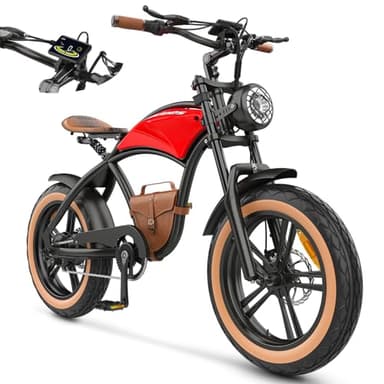 Ebikes for Adults,13Ah Battery 40-70Km Range,Hidoes B10 Fat Tire Electric Bike for Adults Up to 25Km/h, 60N·M Motor Electric Bicycle Retro E Bike,with Leather Bags,20" Offroad Tire