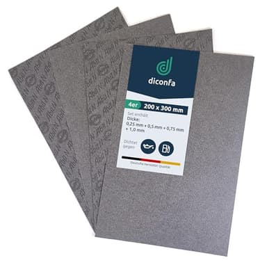diconfa Elring Abil N Gasket Paper Set of 4 Each 0.25 mm / 0.5 mm / 0.75 mm / 1.0 mm – Oil / Petrol Resistant – Approx. DIN A4 200 x 300 mm – Car / Motorcycle / Scooter / Vintage Car Carburettor