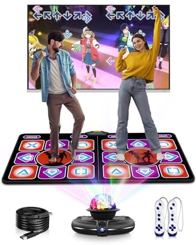 Acelufly Dance Mat, Electronic Dance Mat for TV with Camera, Double Dance Mats with Wireless Controller, Non-Slip Dance Game Fitness Pad for Kids Adults, Gift for Girls Boys (Black)