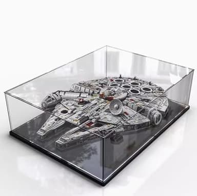 Acrylic Display Case for Lego 75192 Millennium Falcon Model, Dustproof Display Box, Storage Box, Transparent Box, Display Box Compatible with Lego 75192(Only Case, No Model) (Black Base)