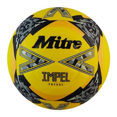 Mitre Impel Futsal Football | Indoor Ball | Low Bounce Football, Fluo Yellow/Black/Circular Grey, 3