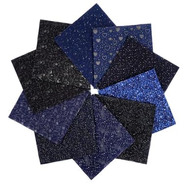 Blue Black Starry Sky Fat Quarters Fabric Bundles 10Pcs 25x25cm 100 Cotton Digital Print Quilting Sewing Patchwork DIY