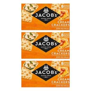 Cream Crackers Bundle Snacks - Jacobs Crackers Pack of 3 x 8, 185g (Snack Packs)