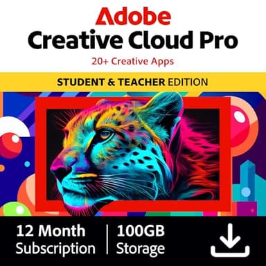 Adobe Creative Cloud Pro | Student & Teacher | Graphic Design | AI Features | 1 Year| PC/Mac |Digital Download