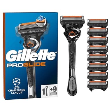 Gillette ProGlide Razor for Men, 1 Gillette Razor, 9 Razor Blade Refills, Designed for a Close Shave, with Lubrastrip