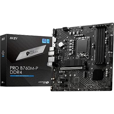 MSI PRO B760M-P DDR4 Motherboard, Micro-ATX - Supports Intel 14th, 13th & 12th Gen Core Processors, LGA 1700 - DDR4 Memory Boost 4800+MHz/OC, PCIe 4.0 x16 Slot, M.2 Gen4 Slots