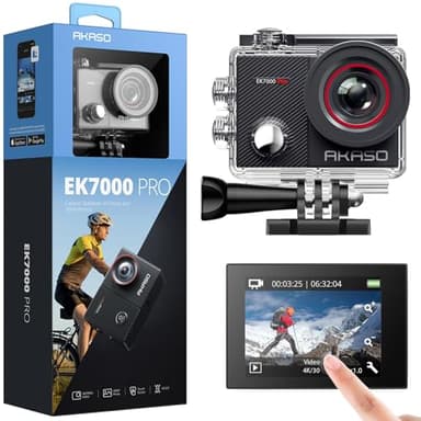 AKASO EK7000 Pro 4K Action Camera - Touch Screen EIS Adjustable View Angle 40m Waterproof Underwater Camera Remote Control Helmet Camera with Accessories Kit