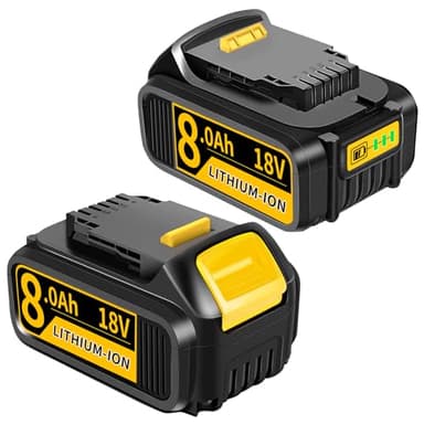 2 Pack 8.0Ah 18V/20V Replacement for Dewalt 18V Battery Compatible with Dewalt Battery DCB184 DCB200 DCB200-2 DCB201 DCB201-2 with LED Indicator Rechargeble (02)