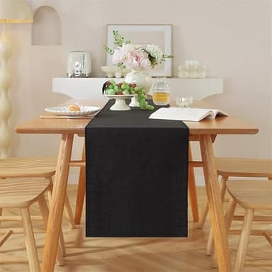 AMFUN Modern Table Runners, Polyester Black 40*160CM Table Runners Decorative Waterproof, Table Runners Outdoor, for Home Kitchen Dining Parties Family Dinners Wedding Thanksgiving Christmas