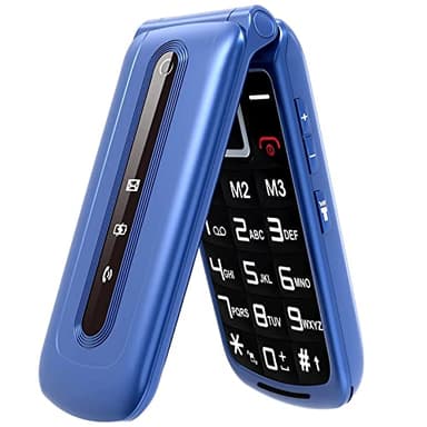 Uleway 2G Flip Senior Mobile Phone - SIM Free Unlocked Big Button Phone for Elderly, Easy to Use With SOS Button, Blue