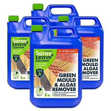 Jarder Spray & Leave 4 x 5 Litre Concentrate Cleaner - Patio Fencing Decking - Green Mould & Algae Killer (20L)