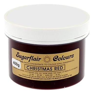 Sugarflair Bulk 400 gram Concentrated Food Colour Paste Gel Cake Decorating. Red Green Yellow Pink Blue Black (Christmas Red)