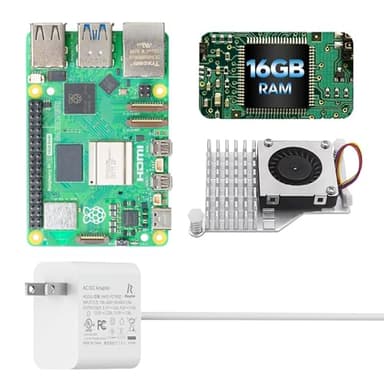 iRasptek Basic Kit for Raspberry Pi 5 16GB RAM- Includes 16GB Board, 27W PD Power Supply and Active Cooler