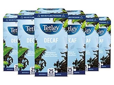 Tetley Everyday Original Decaf Black Tea Bags – Smooth Decaf Blend - Great for All Day Enjoyment - Rainforest Alliance Certified - Full-Flavoured and Refreshing - 150 Enveloped Teabags (6x25 Pack)