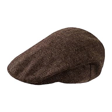 TOSKATOK Tweed Flat Caps-BROWNHERR-LXL