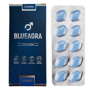 BlueAgra Ginseng and Maca Tablets 100 mg - 20 Count - Herbal Food Supplement for Men - Made in UK
