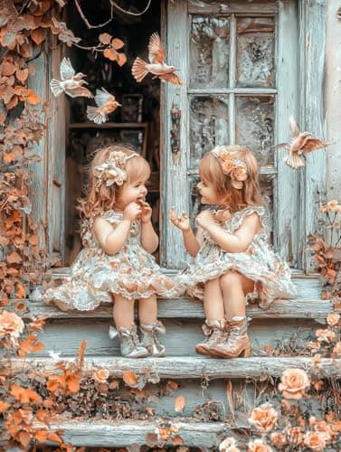 5D Diamond Painting Kits for Adults, Sweet Girl Diamond Art Kit for Adults Beginner Kids, DIY Full Round Drill Embroidery Cross Stitch, Gem Art and Crafts, for Home Wall Decor Gifts 30x40cm B-726