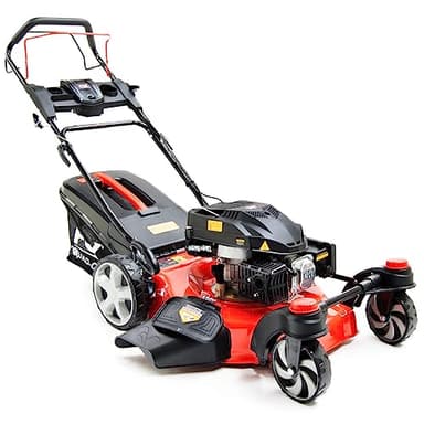 20" / 51cm Petrol Lawn Mower Zero Turn Self-Propelled Recoil Fox 4 Blades Quad Cut 196cc 60L Collection Bag 22 inch Lawnmower Front Swivel Wheels - 2 Years Warranty